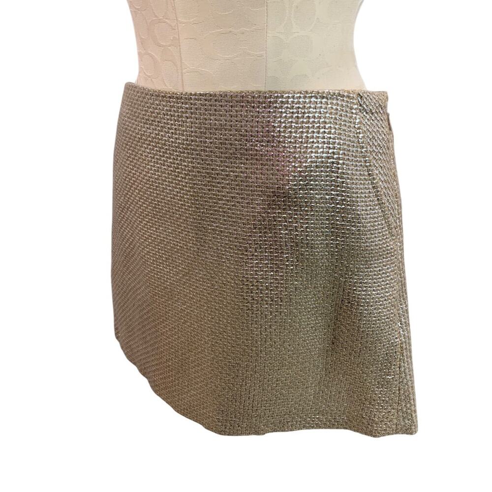 Size 8 TopShop Woven Metallic Mini Skirt Pockets‎ Side Zip